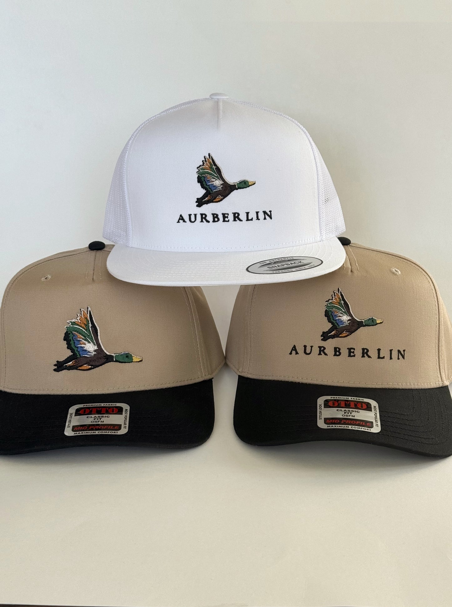 Mallard Duck Hat on Tan / Black 5 panel Badeball Cap