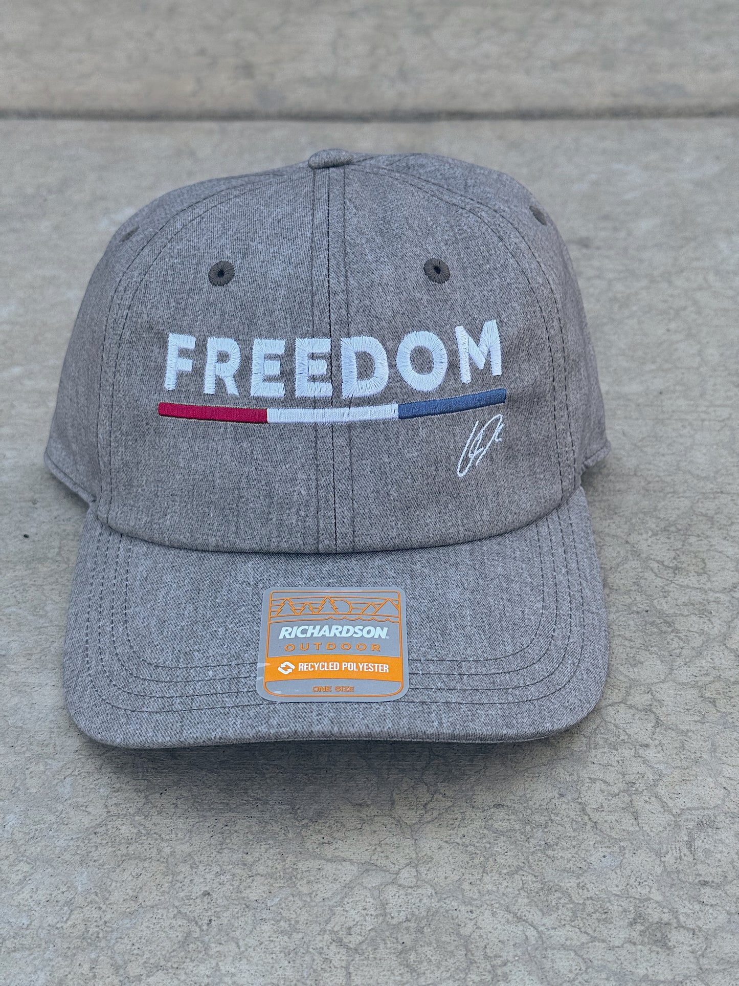 Charlie Kirk Freedom CK Performace Hat with American Flag Bar - Gray
