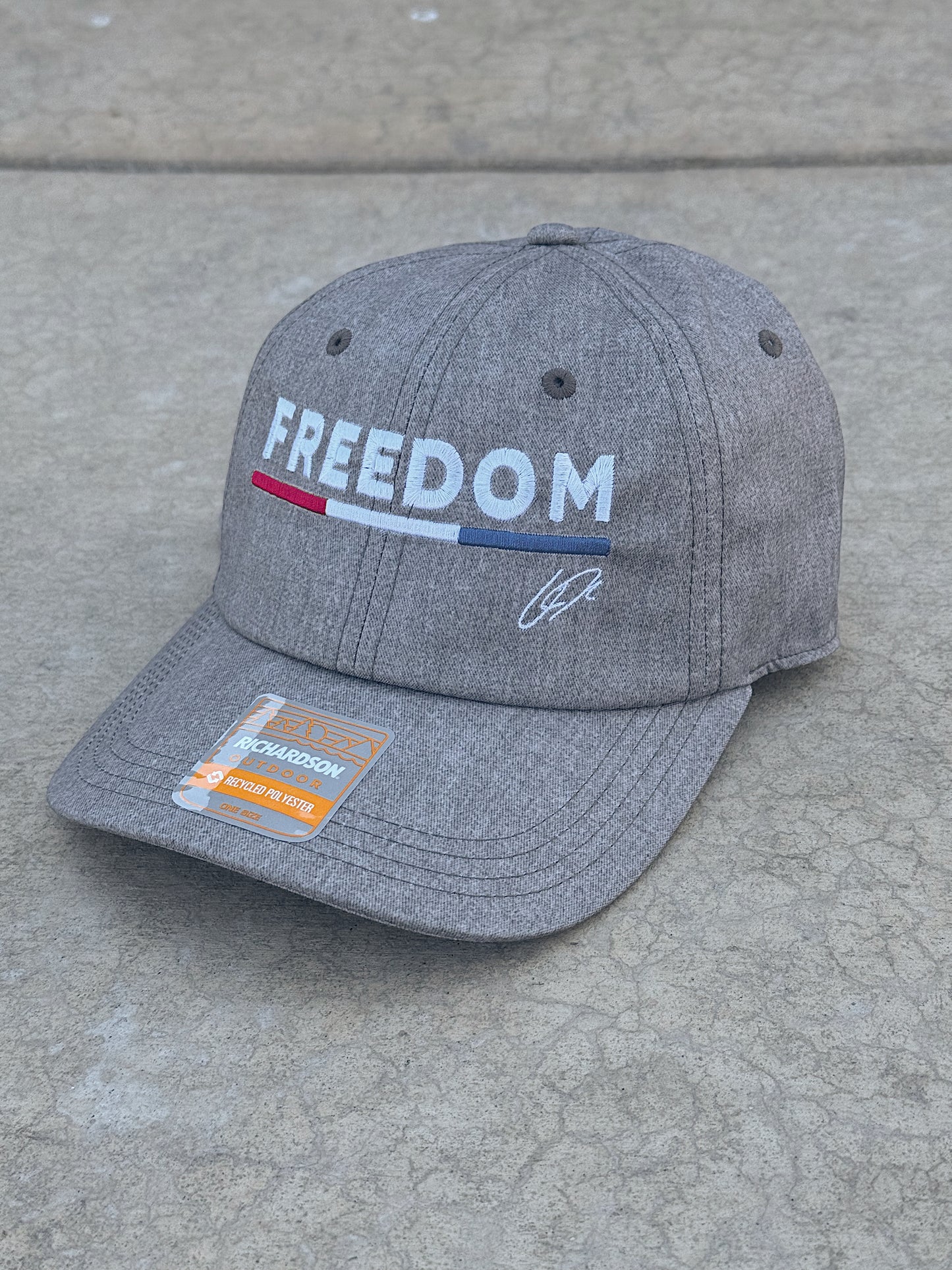 Charlie Kirk Freedom CK Performace Hat with American Flag Bar - Gray