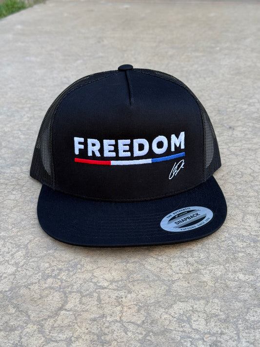 Charlie Kirk FREEDOM Hat with Initials CK and American Flag Bar