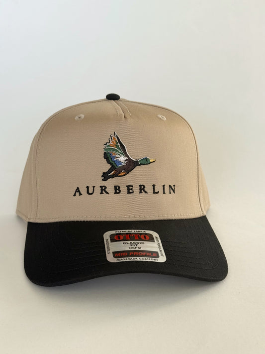 Aurberlin Mallard Duck Hat on Classic 2 Tone Baseball Cap Tan / Black