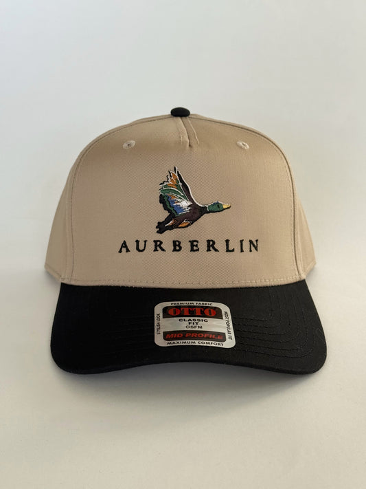 Aurberlin Mallard Duck Hat on Classic 2 Tone Baseball Cap Tan / Black