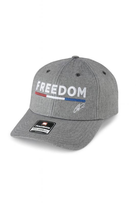 Charlie Kirk Freedom CK Performace Hat with American Flag Bar - Gray